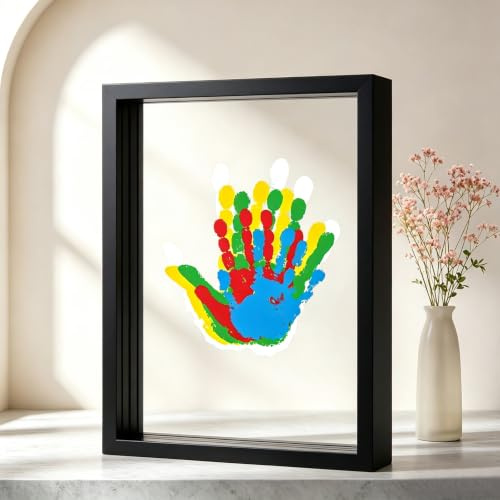 Family Handprint Art Kit with 4 Spaces Family Handprint Kit DIY(Black) | Family Handprint Kit Clear DIY, Paint Set, Perfect Family Gifts for New Parents, Mother's Day, Birthday, Memory Gifts