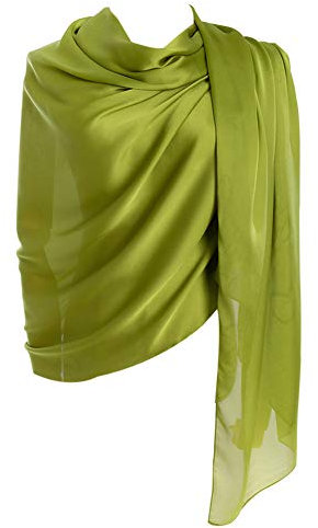 CYZLANN Damen-Schals, 100 % Seide, lange, leichte Schals für Damen, Grasgrün