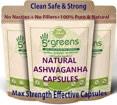 Ashwagandha Root Capsules 500mg (20:1 Extract Equivalent to 10,000mg Raw Powder Per Cap) Clean Natural Strong Ashwagandha Capsules (120 Capsules)