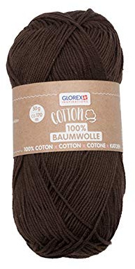 Glorex 5 1004 15 - Cotton 100 % Baumwolle, vielseitig einsetzbar zum Stricken, Häkeln und Basteln, sehr gute Qualität, weich und waschbar, 50 g, ca. 170 m, braun