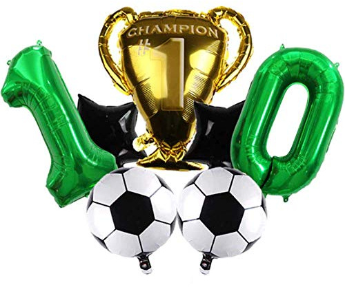 DIWULI Globos de Cumpleaños Fútbol 10 Años - Decoración