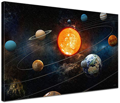 LANA KK Weltall Leinwand-Bild - Sonnensystem - Universum, Planeten, Galaxis, Sterne in 80 x 60 cm, Premium-Qualität auf Holz-Keilrahmen