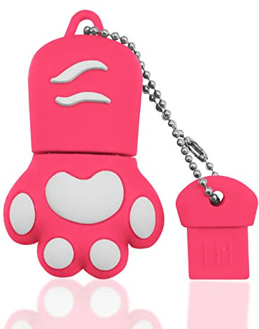 Chiavetta USB 64GB, Pendrive USB 2.0 64GB Flash Drive Cute Cartoon Cat Paw Portatile Memory Stick USB per PC, Laptop, (Rosa)