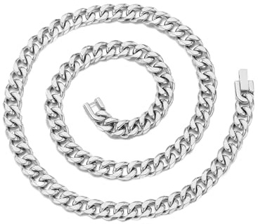 Philip Jones Herr 9 mm rostfritt stål pansarkedja halsband 45 cm 50 cm 55 cm 61 cm, 22 Inch, Rostfritt stål, Ingen ädelsten