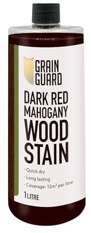 GRAIN GUARD Wood Stain Water Based | Dark Red Mahogany | 1L | Interior Furniture Stain | Light & Dark Stains | Eco-Friendly & Non-Toxic Wood Dye | Easy Application | Quick Dry & Low Odour