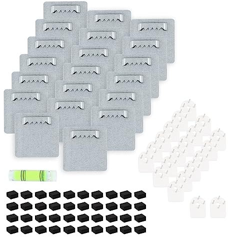 Picture Hangers Self-Adhesive Set of 20 Pictures Hanging without Drilling for Acrylic Glass and Mirrors, up to 8 kg Aluminium Dibond and Acrylic Glass Hanging Mirror Holder