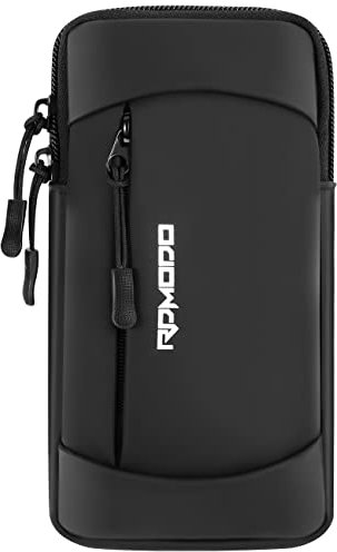 RDMODO Soporte de teléfono para correr, banda de brazo de gran capacidad para teléfono para correr y caminar, soporte ligero para teléfono celular para iPhone 13, 14, 15, 16, Samsung Galaxy S24, S23