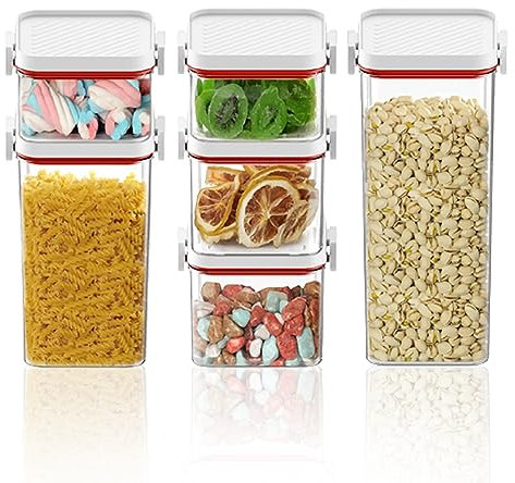 Syfunlv Vorratsdosen Set Frischhaltedosen luftdichte 8er Müsli Schüttdose Frischhaltedosen, stapelbare Behälter Kunststoff Vorratsbehälter für Müsli,Snacks,Mehl,Zucker,Kaffee,Spaghetti (6 Stück)