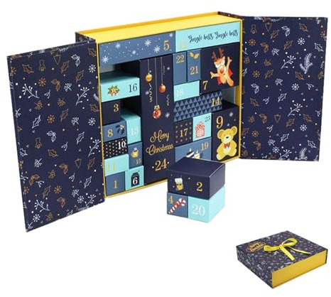 Adventskalender-Box zum Befüllen – 24 Bunte Wiederverwendbare Boxen zum Befüllen | Weihnachts-Adventskalenderboxen leer| Adventskalenderfüller für Kinder und Erwachsene