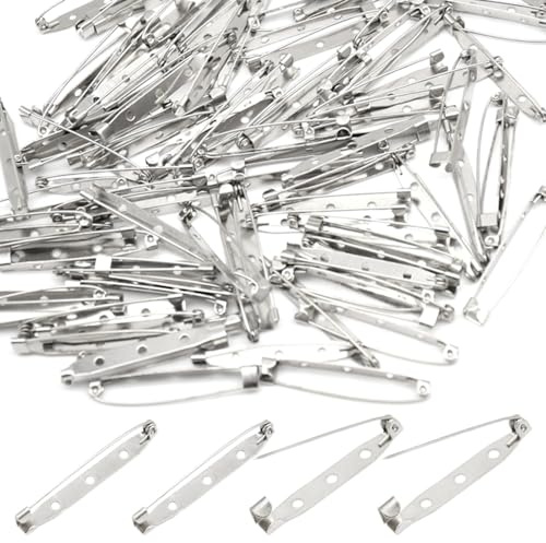 Ruidee Lot de 100 épingles de sûreté 45 mm broches métalliques pour artisanat, bricolage, petites broches pour boutons, épingles à barre, pour artisanat, vêtements, bijoux, (DIY/45 mm)