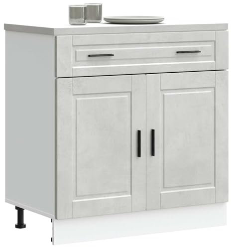IKAYAA Armario Bajo para Fregadero Porto, Mueble Fregadero Cocina, sin encimera, 80 x 46 x 81.5 cm, Gris hormigón