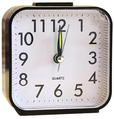 Silent Alarm Clocks Bedside, Non Ticking Table Clocks Battery Powered Analog Alarm Clock, Large Display Snooze Night Light Clocks Small Loud Alarm Luminous Travel Alarm Clock for Deep Sleeper, Black