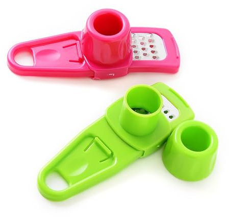 2pcs Garlic Crusher, Pressed Garlic Chopper Garlic Press Crusher Kitchen Gadgets 2025 New Easy Gadgets for Kitchen for Housewives, Foodies, and Chefs (Green, Red)