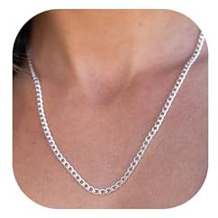 DORANA Kette Silber 925 Damen Ketten Halskette für Damen Ausbleichsicher Kubanische für Frauen Silver Chains Women Silberkette Halskette Schmuck 18Inch