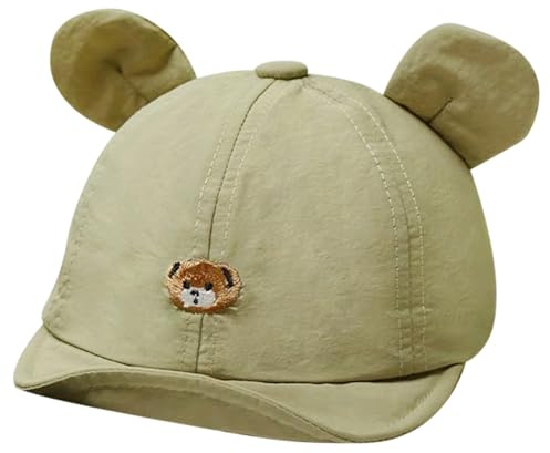 MLPKOI Gorra de Béisbol para Bebé, Sombrero para el Sol Ajustable con Orejitas y Bordado de Oso Gorra de Béisbol con Protección UV para Bebés Niños y Niñas de 3 a 30 Meses
