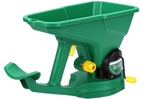 Aolidsive Spandiconcime Manuale da 2 Litri, Spandiconcime Manuale a 5 Marce con Controllo del Pollice e Girante Uniforme, per Prato Giardino e Uso Agricolo