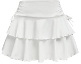 GORGLITTER Girls Ruffle Mini Skorts High Waisted Tie Side Short Skirts | Tiered Going Out Skirt, Layered Hem, Summer Skorts, Gothic Skirts for Girls, Going Out, Halloween