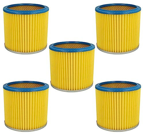 vhbw 5x Faltenfilter kompatibel mit Lavor/Lavorwash GN 32, GN 22, Ashley 300, Ashley 100, GBX 32, GBX 22 Staubsauger - Patronenfilter, Blau Gelb