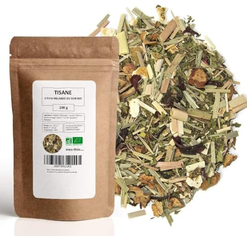 Tisane Bio Mélange du soir - Sommeil & Relaxation - Tisane en Vrac - 100g (40 tasses) - 100% Agriculture Biologique - Mes-Thés