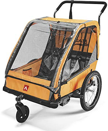 Allen Sports Hi-Viz Fahrradanhänger und Kinderwagen für 2 Kinder - orange, Modell ES2-O