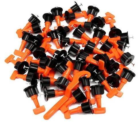 Tile Leveling System 100pcs Orange Tile Spacer and 2 Special Wrenche Reusable Tile Installation Tool Kit for Stone Installation for Building Walls & Floors