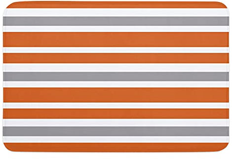 40 x 60 cm Dekorationen Teppiche Geometrische Fußmatte Breite Streifen Grau Und Orange Küchenmatten Langlebig Badteppich Waschbarer Bereich Teppich Für Innenhof Innenbereich Badezimmer