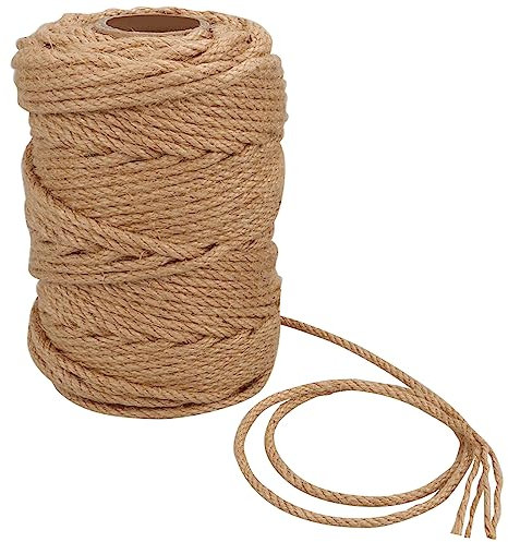 ASelected Cuerda de Yute Natural de 50 m x 6 mm, Cuerda de sisal para Gatos, rascador de jardín, reparación de árboles para Gatos (marrón)