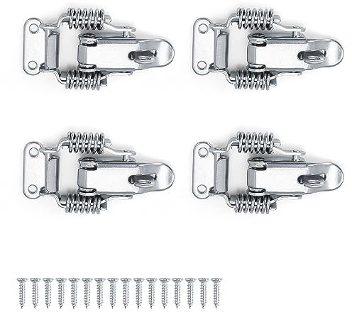 Loquet à Bascule, TIANLIN 4 Pièces Fermeture à Levier, Loquet à Ressort, Loquet à Ressort Bascule en Acier Inoxydable, Robuste et Durable Pour Armoires, Coffres, Tiroirs