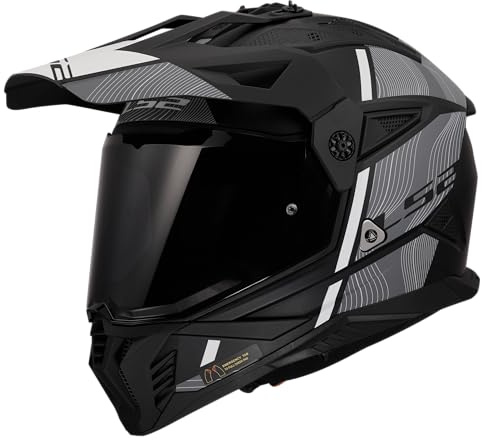 LS2, Casco Moto Cross PIONEER II HILL Matt Black White, 3XL