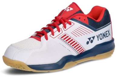 Yonex Power Cushion Strider Flow Badminton Shoes, White/Navy/red (784), 8.5