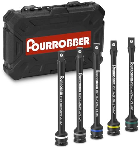 FOURROBBER 1/2 Torsionsstab Satz 5tlg,90-190Nm CR-MO Torsions-Verlängerung mit Farbcodierte Erkennung