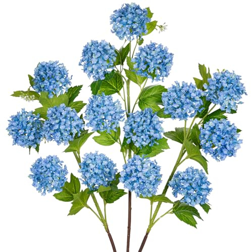 Oairse Hortensia konstgjorda blommor 94 cm blå fuskhortensia spray med 5 blomhuvuden konstgjorda hortensior silkesblommor falska hortensior för inomhus utomhus hem bröllop bord bordsuppsatser dekor