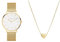 Liebeskind Armbanduhr LT-0221-MQ, Ip Gold & Damen-Collier Edelstahl