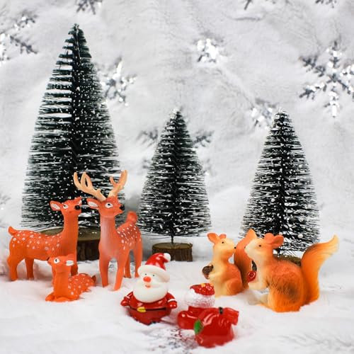 11 statuette natalizie in miniatura, mini albero di Natale artificiale, in miniatura, piccole figure natalizie, decorazioni natalizie per il fai da te, mini statuette natalizie decorative
