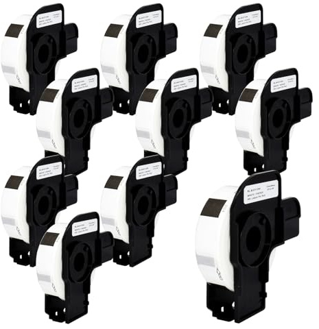 10 rouleaux d'étiquettes blanches DK-11204 DK11204 compatibles avec Brother, étiquettes d'expédition de 17 mm x 54 mm pour imprimantes d'étiquettes Brother QL (400 étiquettes par rouleau)