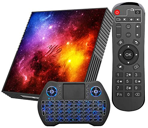 Android TV Box 4Go RAM 64Go ROM Smart - Prend en Charge la Vidéo 3D 4K UHD avec 2.4G / 5G WiFi Bluetooth 4.2 Intégré - Mini-Clavier sans Fil Inclus