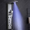 KINKIBOS Duschpaneel mit Armatur und Ablage, 5 Funktionen Duschsäule: LED Regen&Nebel Dusche, 4 Breitwinkel Verstellbare Massagedüsen, Handbrause und Wasserfall-Wanneneinlauf, Edelstahl Gebürstet