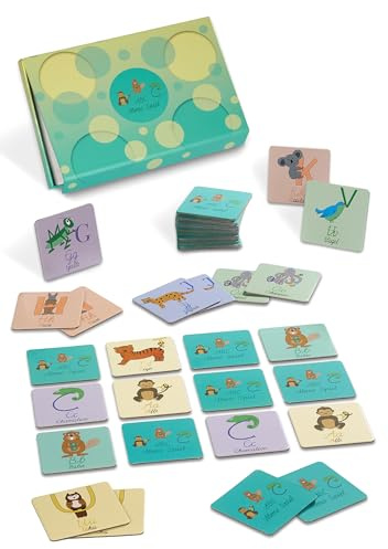 Deine Schulhelden ABC Memo - Spiel für Kinder Buchstaben Lernspiel - Fördert Konzentration und Merkfähigkeit - Mit niedlichen Alphabet Tiermotiven - Perfekt für Kindergarten & Vorschule