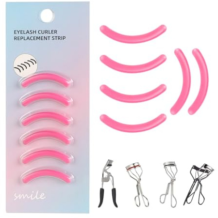 Weiche Silikon-Gummi-Wimpernzange, Nachfüllpackungen, kompatibel mit Shiseido, Tweezerman, Revlon, Shu Uemura, Surratt, e.l.f Wimpernzange für Reisen, tragbar, Comestic Zubehör, 6 Stück, Rosa