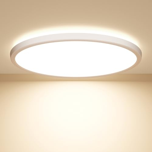 Swoieltr Lámpara de techo LED redonda plana de 22,3cm, 18W, 1600LM, 4000K blanco neutro, IP44 resistente al agua, para baño, cocina, pasillo, dormitorio.