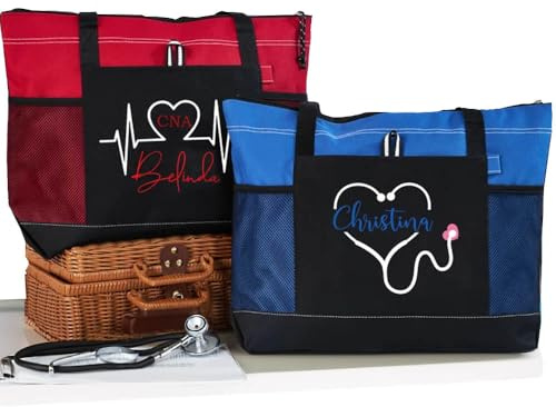 Sacs fourre-tout personnalisés pour infirmières,Sac d'infirmière personnalisé avec nom-Kits médicaux pour infirmières et assistantes,cliniques et sacs fourre tout imperméables pour le travail
