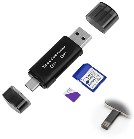 Lettore di Schede SD,Adattatore per Lettore di Schede di Memoria USB 3.0 2 in 1 Adattatore TF SD Card Reader Nero 5Gbps Compatibile con PC Laptop Tablet Smartphone Supporta SDHC SDXC Micro SDHC