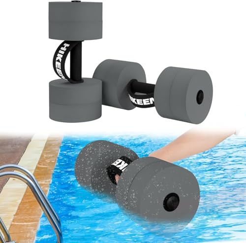 BOOSTEADY Manubri per Esercizi Acquatici con 4 Manubri per Pesi in Schiuma Eva ad Alta Densità, per Allenamento Fitness Nuoto Aerobica in Acqua, Grigio Corto