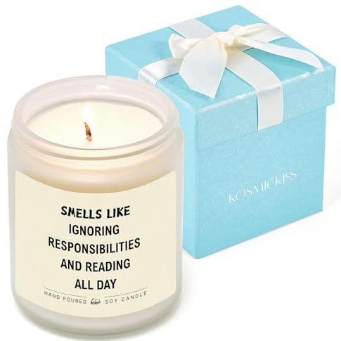 Book Lovers Gifts - Funny Birthday Chrismas Bookish Gifts for Friends, Best Book Themed Gift for Readers, Bookworms, Librarian, Lavender Scented Candle with Gift Box