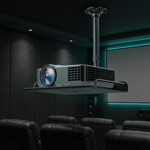 aichilra Soporte de techo para proyector, Soporte universal para proyector con altura ajustable y gestión de cables, Capacidad de Carga 10 kg,para proyectores y cámaras
