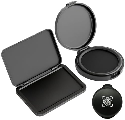 2 Pcs Black Ink Pad, Fingerprint Ink Pad for Professional Verification, Office Document Authentication, Decorative Display & Memorial Collection, Portable Ink Pads for Stamping, Square and Round