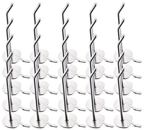 25 ganchos de clavija individuales para panel perforado, paredes de listones, tiendas, tableros
