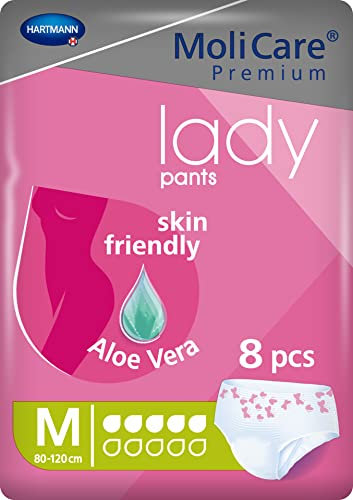 MoliCare Premium Lady Pants, Diskreter Einsatz bei Blasenschwäche speziell für Frauen, Aloe Vera, 5 Tropfen, Größe M, 64 Stück