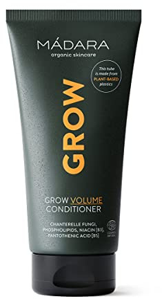 MÁDARA Grow Volumen Conditioner Haar - 175ml, Haarkur Extrem Geschädigtes Haar, Einzigartige Pilz-Formel, Bändigt Frizz, Verhindert Spliss, Glättet, Stärkt, Glossin Haare, Naturkosmetik