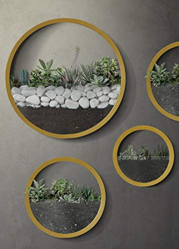 KnikGlass 4 Stück Set Blumenvase Wand Pflanzgefäße Metall Pflanzentopf übertöpfe Wanddeko für Zimmerpflanzen Sukkulenten (Gold)